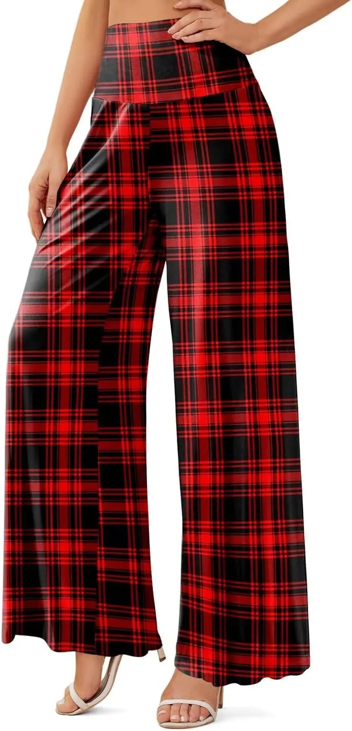 JZC Women's Palazzo Lounge Pants Stretchy Wide Leg Casual Pants Comfy High Waist Flowy Pants S-3XL