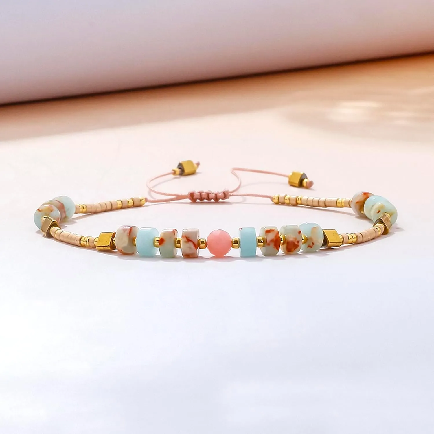 KELITCH Boho-color Crystal Shell Beaded Friendship Bracelets Handmade Strand Bracelet Bangles Jewelry For Summer