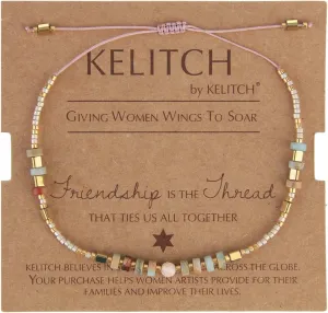 KELITCH Boho-color Crystal Shell Beaded Friendship Bracelets Handmade Strand Bracelet Bangles Jewelry For Summer
