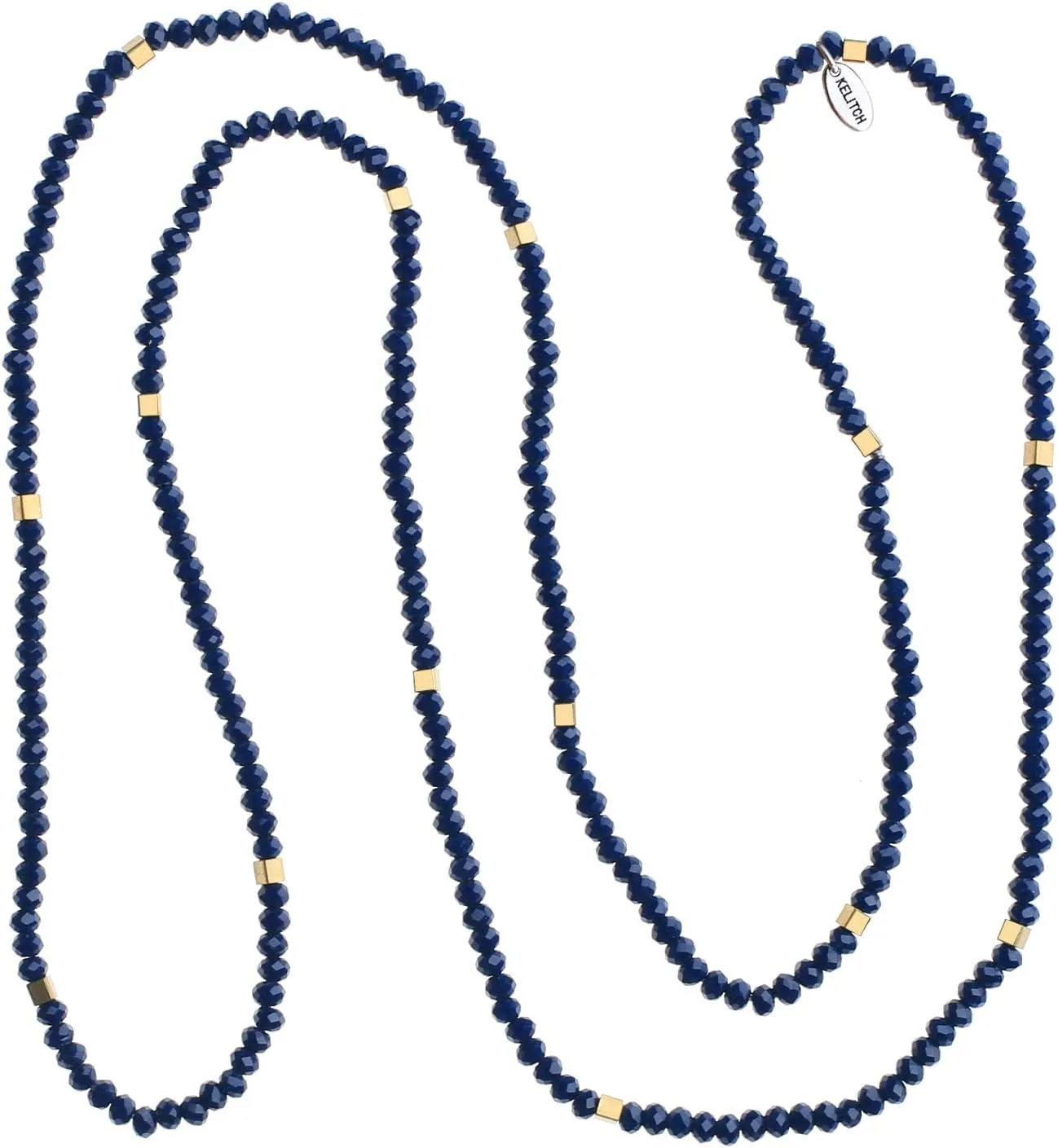 KELITCH Women Crystal Beaded Necklace Handmade Long Chains Necklaces