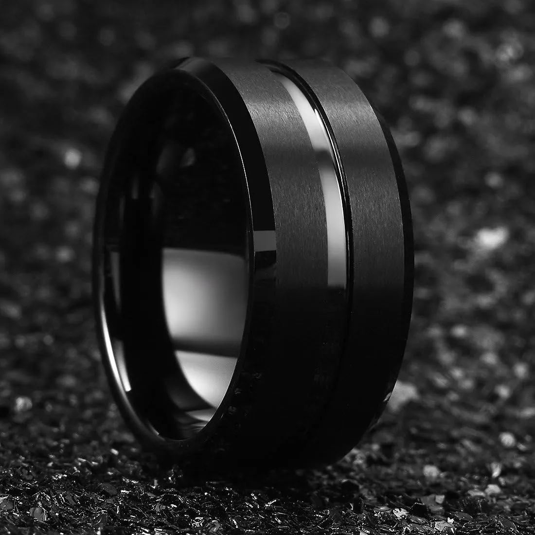 King Will Tungsten Carbide Wedding Band Ring for Men -6mm/8mm/10mm Men Rings in Black/Silver/Gold/Blue/Brown Grooved Center Wedding Band Suitable For Every Day Wear Comfort Fit Size 4-16