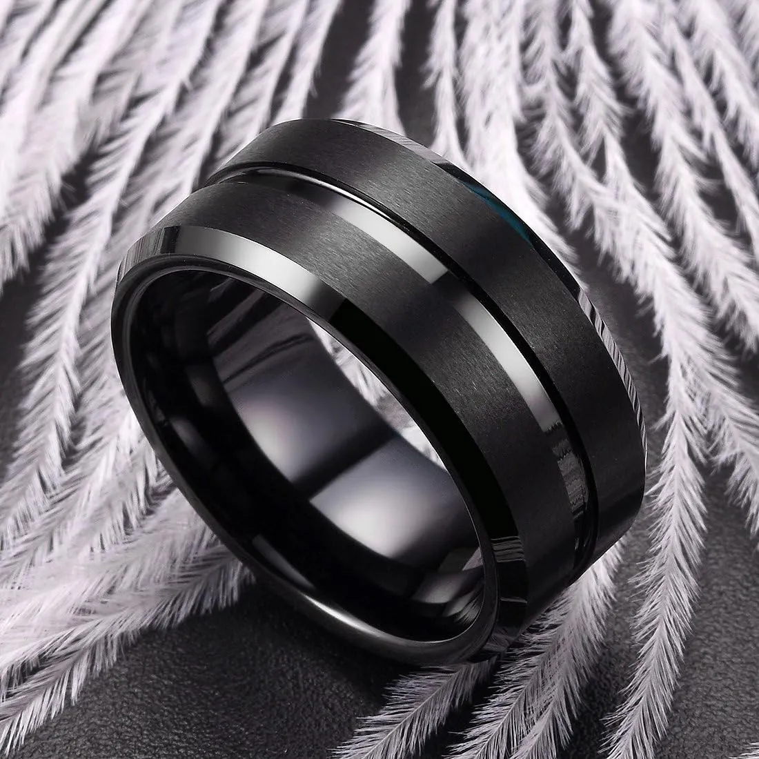 King Will Tungsten Carbide Wedding Band Ring for Men -6mm/8mm/10mm Men Rings in Black/Silver/Gold/Blue/Brown Grooved Center Wedding Band Suitable For Every Day Wear Comfort Fit Size 4-16