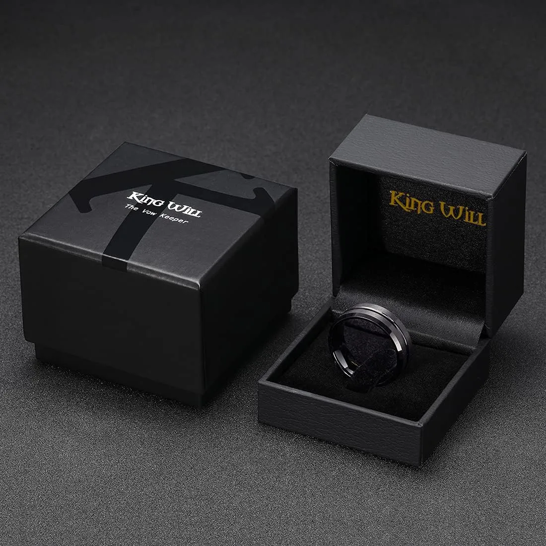 King Will Tungsten Carbide Wedding Band Ring for Men -6mm/8mm/10mm Men Rings in Black/Silver/Gold/Blue/Brown Grooved Center Wedding Band Suitable For Every Day Wear Comfort Fit Size 4-16
