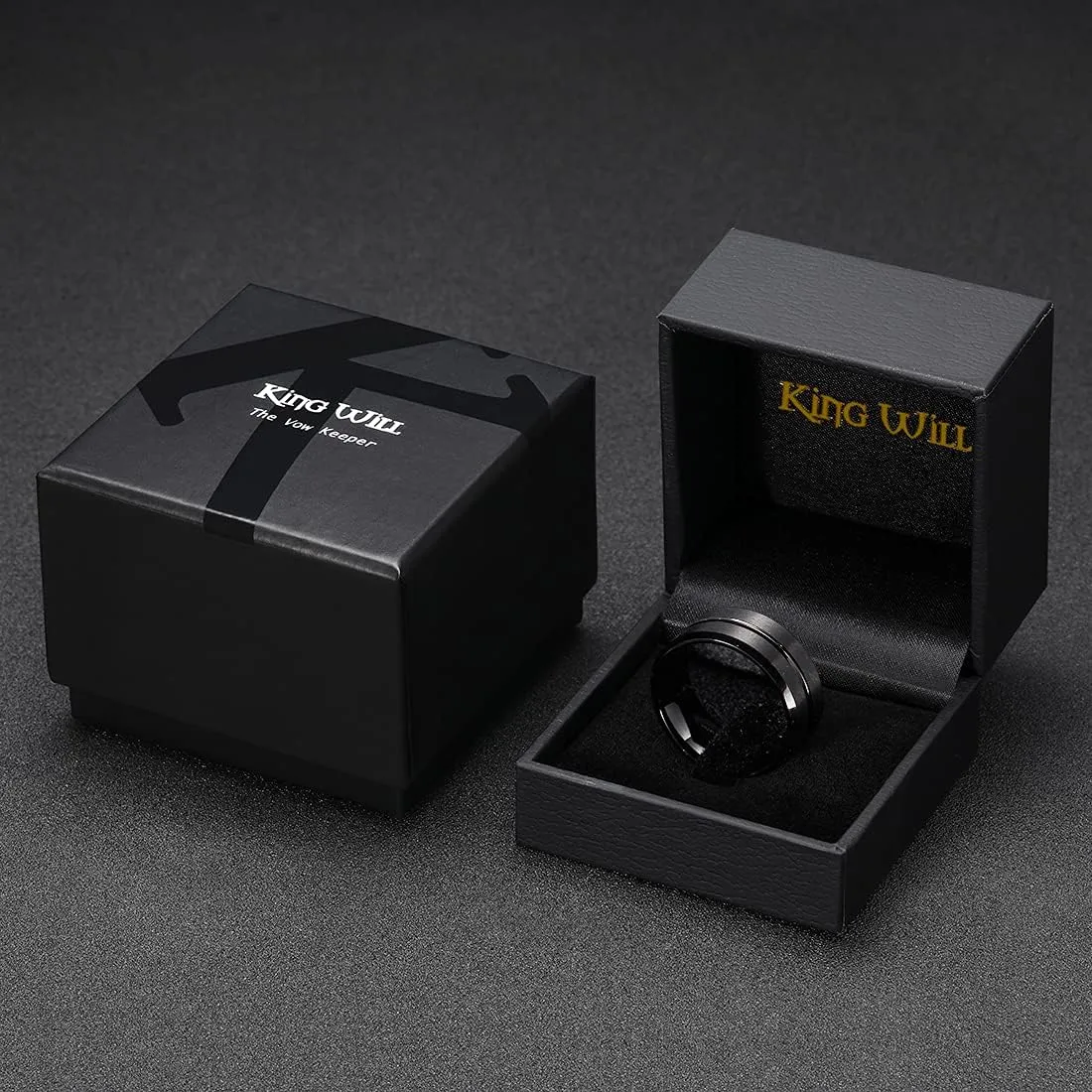 King Will Tungsten Carbide Wedding Band Ring for Men -6mm/8mm/10mm Men Rings in Black/Silver/Gold/Blue/Brown Grooved Center Wedding Band Suitable For Every Day Wear Comfort Fit Size 4-16