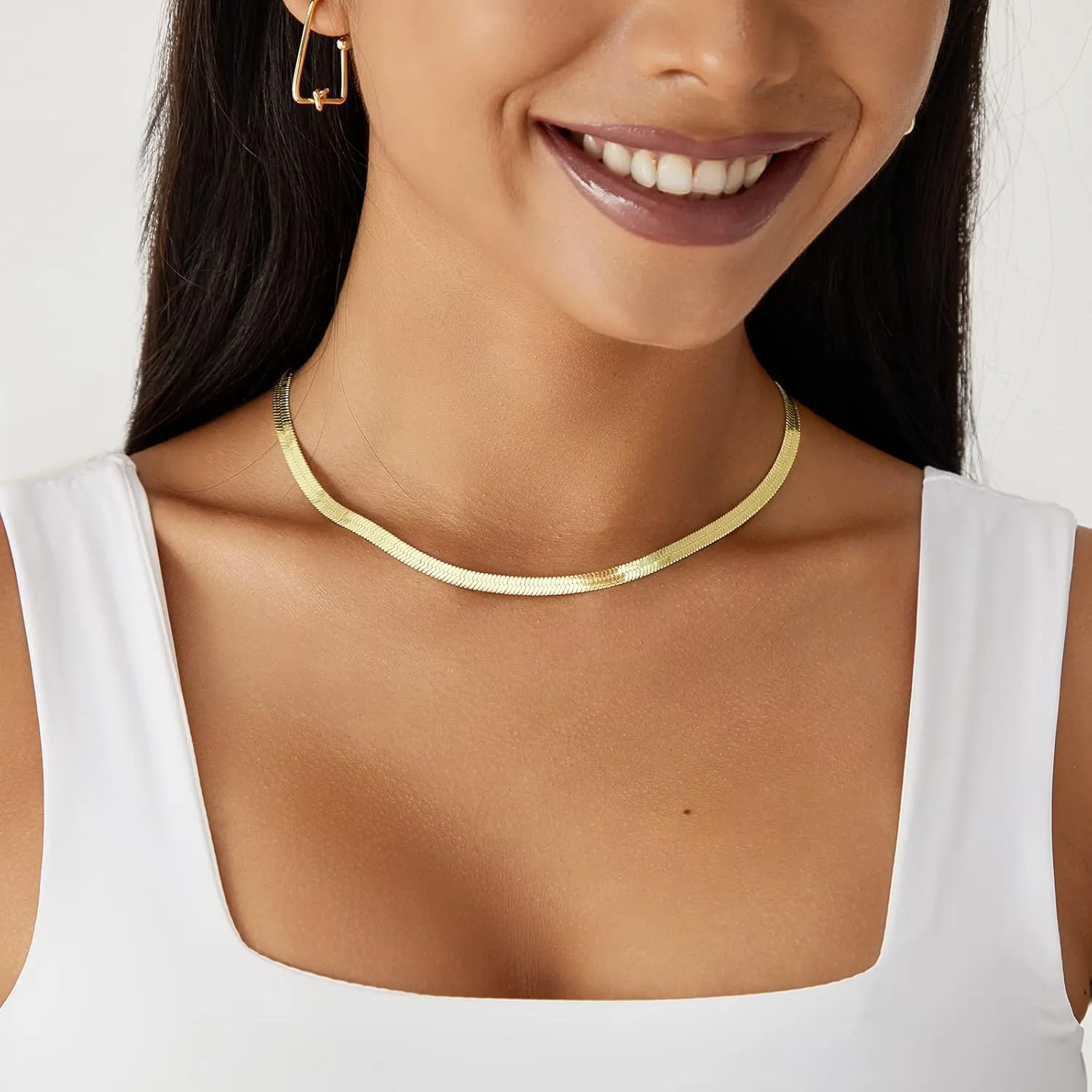 KissYan Gold Necklace for Women, 14K Gold Plated Dainty Chain Choker Chunky Figaro Snake Mariner Cuban Link Chains, Adjustable Trendy Necklaces Handmade Jewelry