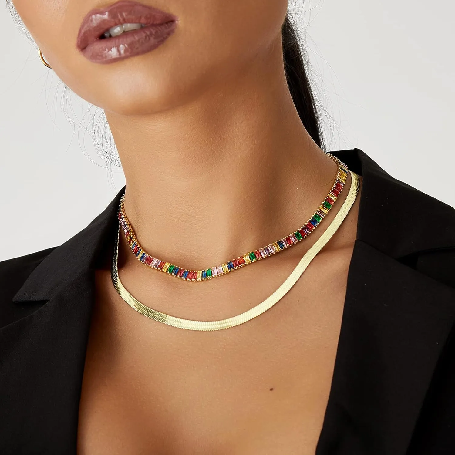 KissYan Gold Necklace for Women, 14K Gold Plated Dainty Chain Choker Chunky Figaro Snake Mariner Cuban Link Chains, Adjustable Trendy Necklaces Handmade Jewelry