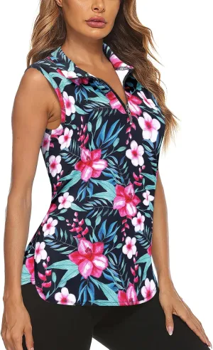 Koscacy Womens Golf Shirts Tank Tops for Women 2025 Loose Fit Sleeveless with Collar Yoga Athletic Running Shirts