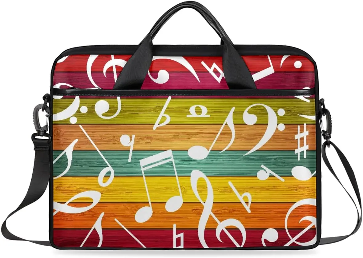 Laptop Shoulder Bag Music Note Fun Style Tablet Computer Notebook Sleeve Messenger Bags Carrying Case with Strap Briefcase Tote for 14 15 in Laptops