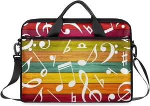 Laptop Shoulder Bag Music Note Fun Style Tablet Computer Notebook Sleeve Messenger Bags Carrying Case with Strap Briefcase Tote for 14 15 in Laptops