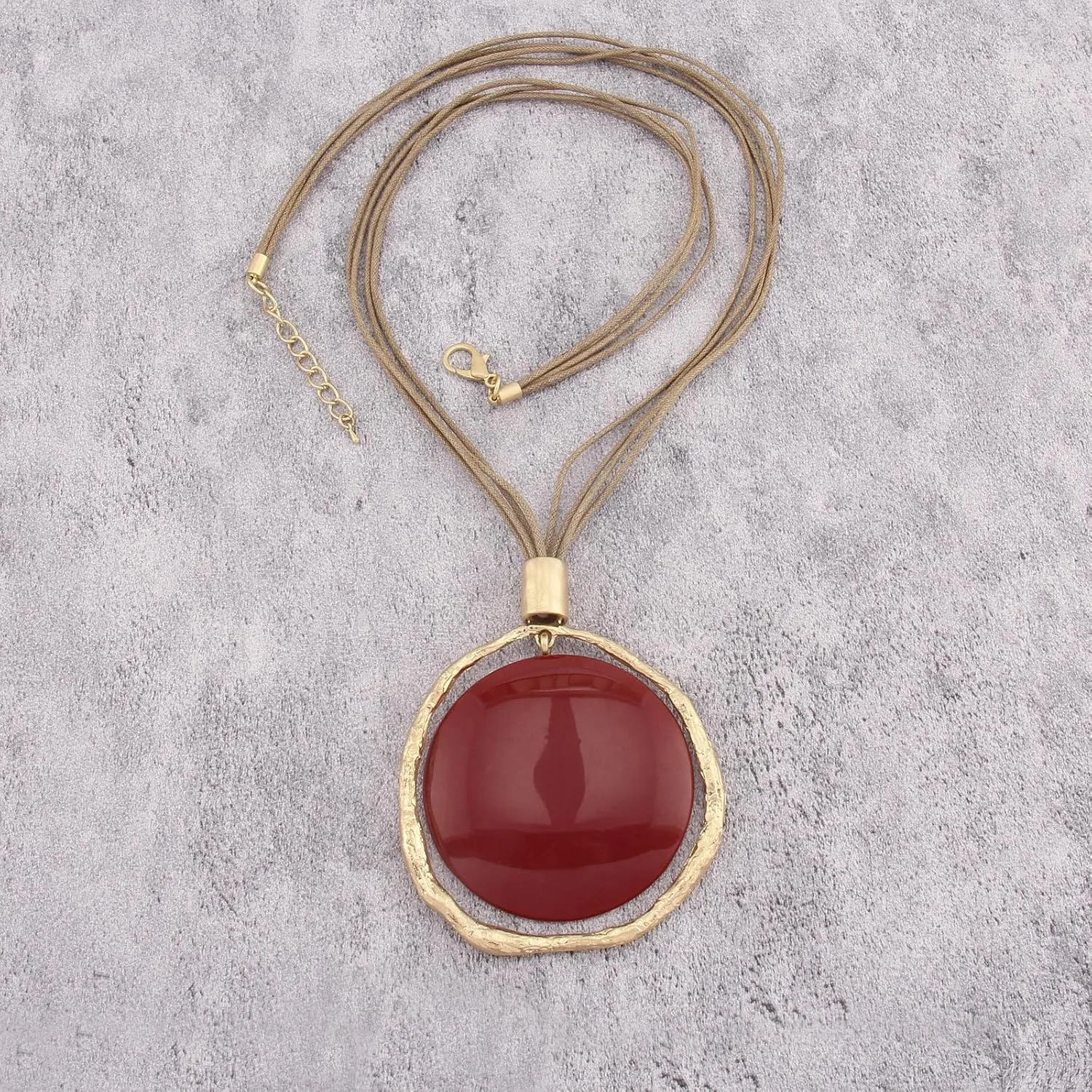 Large Pendant Necklace for Women Boho Long Sweater Necklace Chunky Leather Necklace Hippie Choker Necklace Unique Boho Jewelry