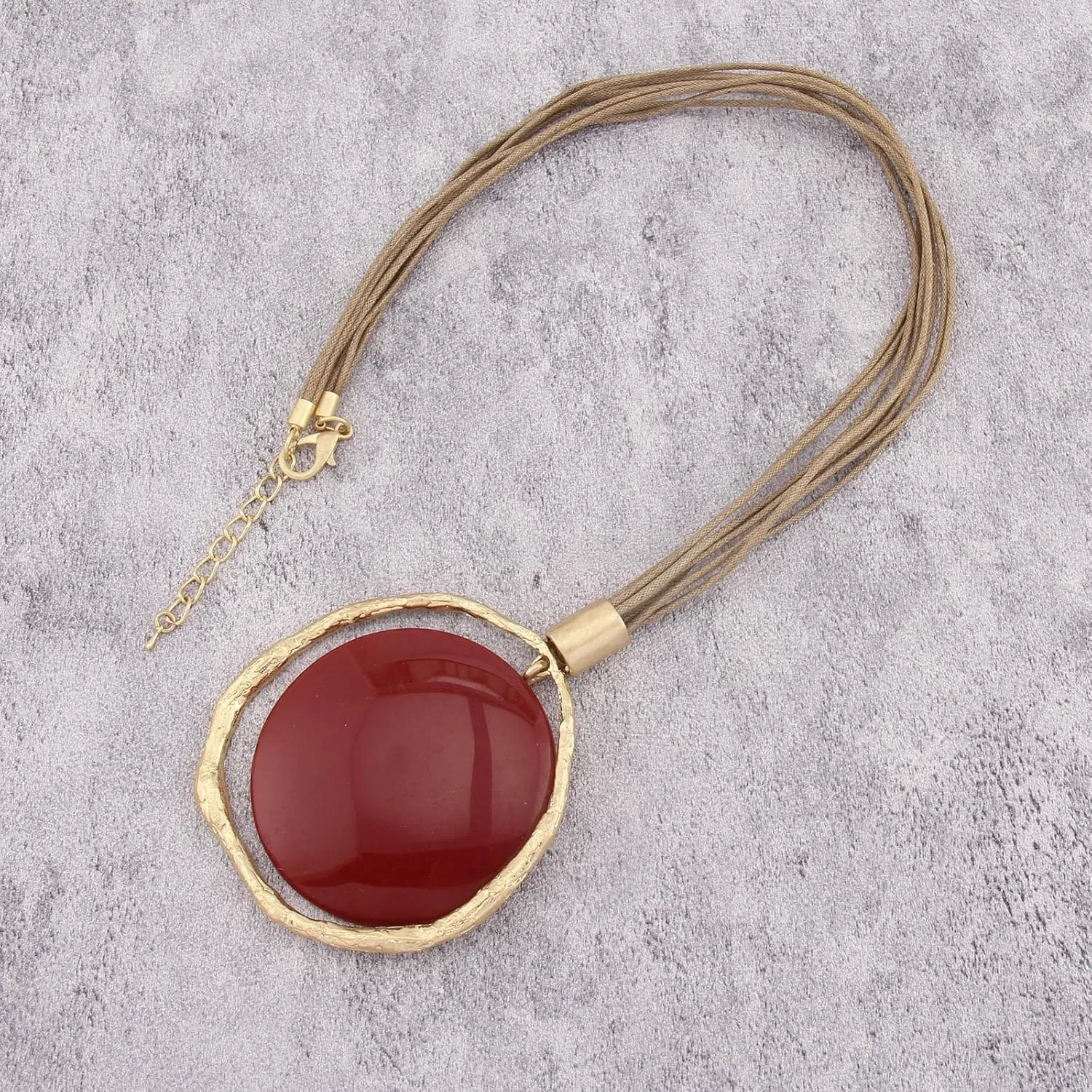 Large Pendant Necklace for Women Boho Long Sweater Necklace Chunky Leather Necklace Hippie Choker Necklace Unique Boho Jewelry
