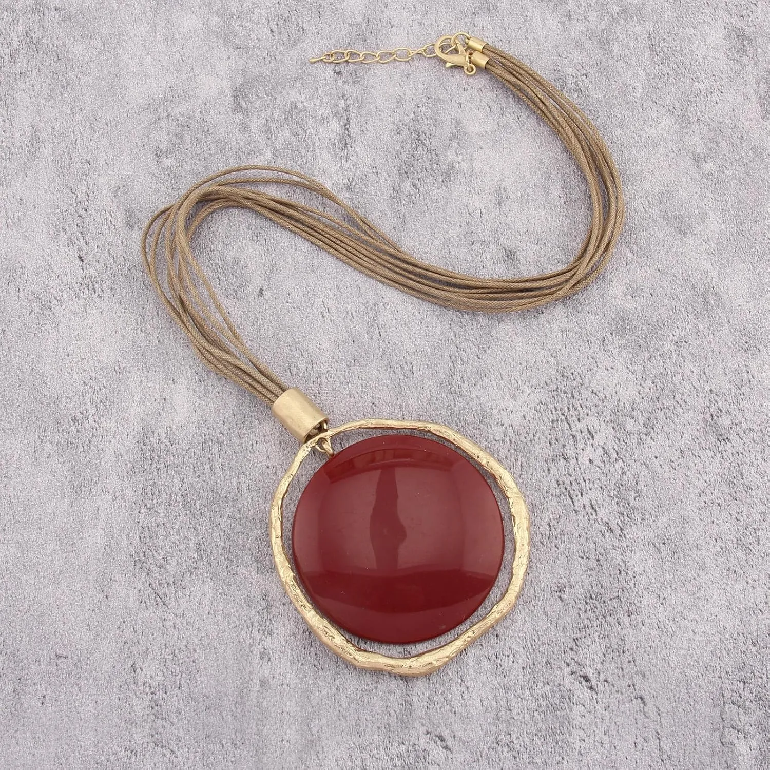 Large Pendant Necklace for Women Boho Long Sweater Necklace Chunky Leather Necklace Hippie Choker Necklace Unique Boho Jewelry