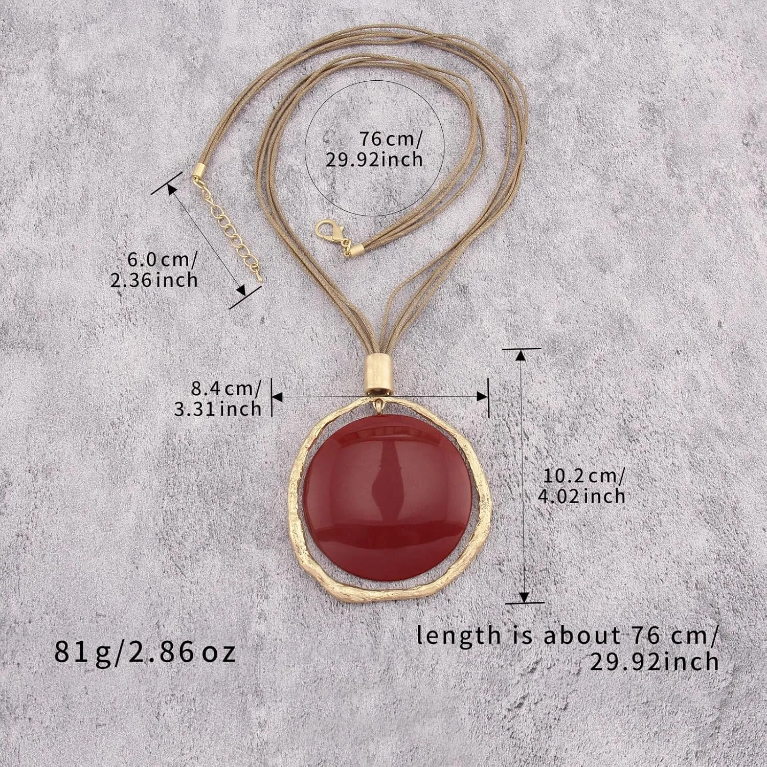 Large Pendant Necklace for Women Boho Long Sweater Necklace Chunky Leather Necklace Hippie Choker Necklace Unique Boho Jewelry