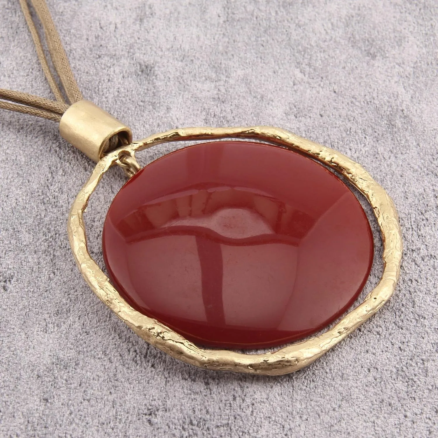 Large Pendant Necklace for Women Boho Long Sweater Necklace Chunky Leather Necklace Hippie Choker Necklace Unique Boho Jewelry