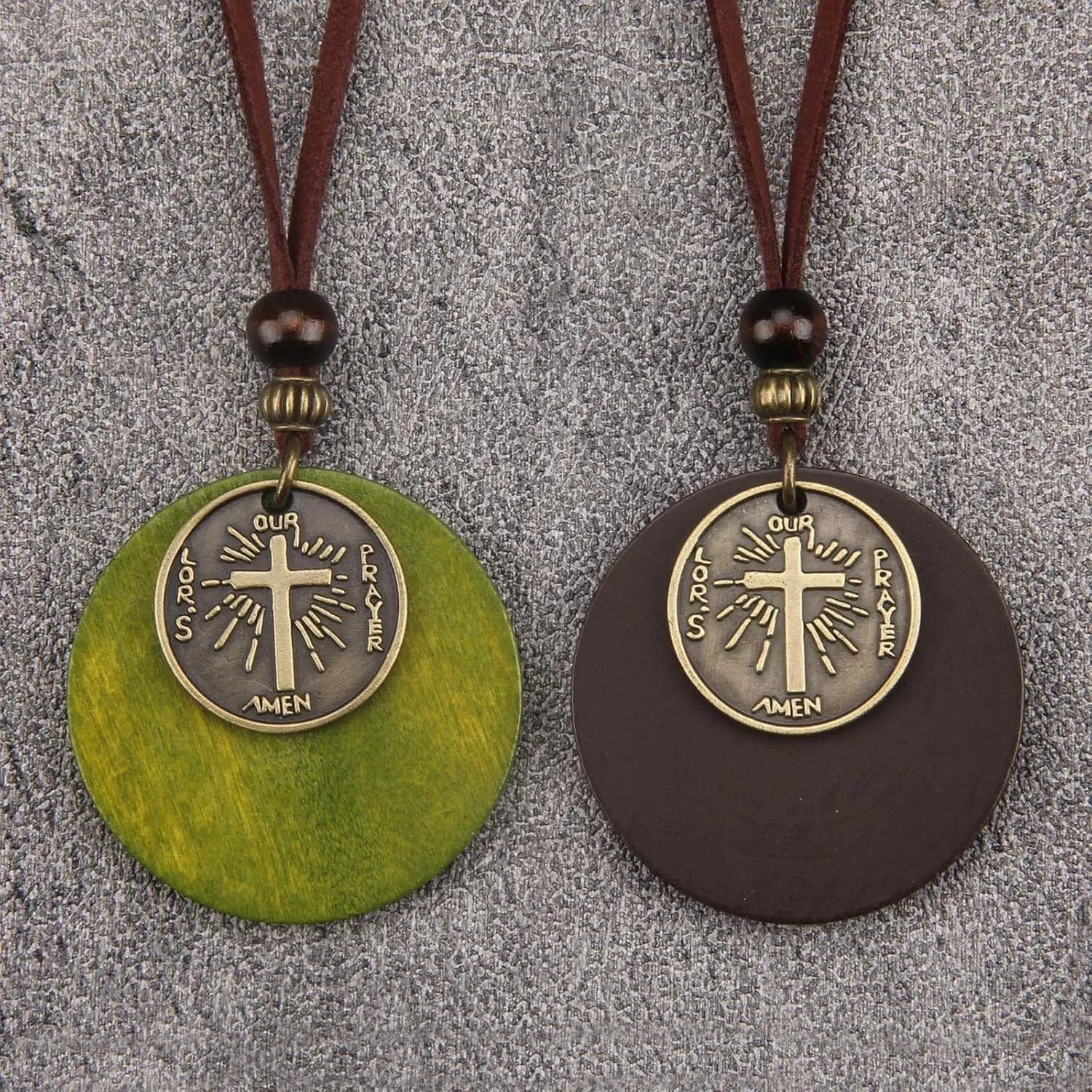Large Pendant Necklaces Layered Boho Circle Leather Choker Chunky Boho Necklace for Women Long Sweater Necklace Jewelry