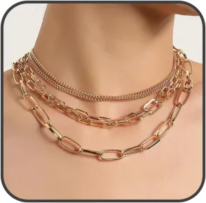 Layered Paperclip Necklace for Women Gold Link Chain Necklaces Paperclip Link Chains