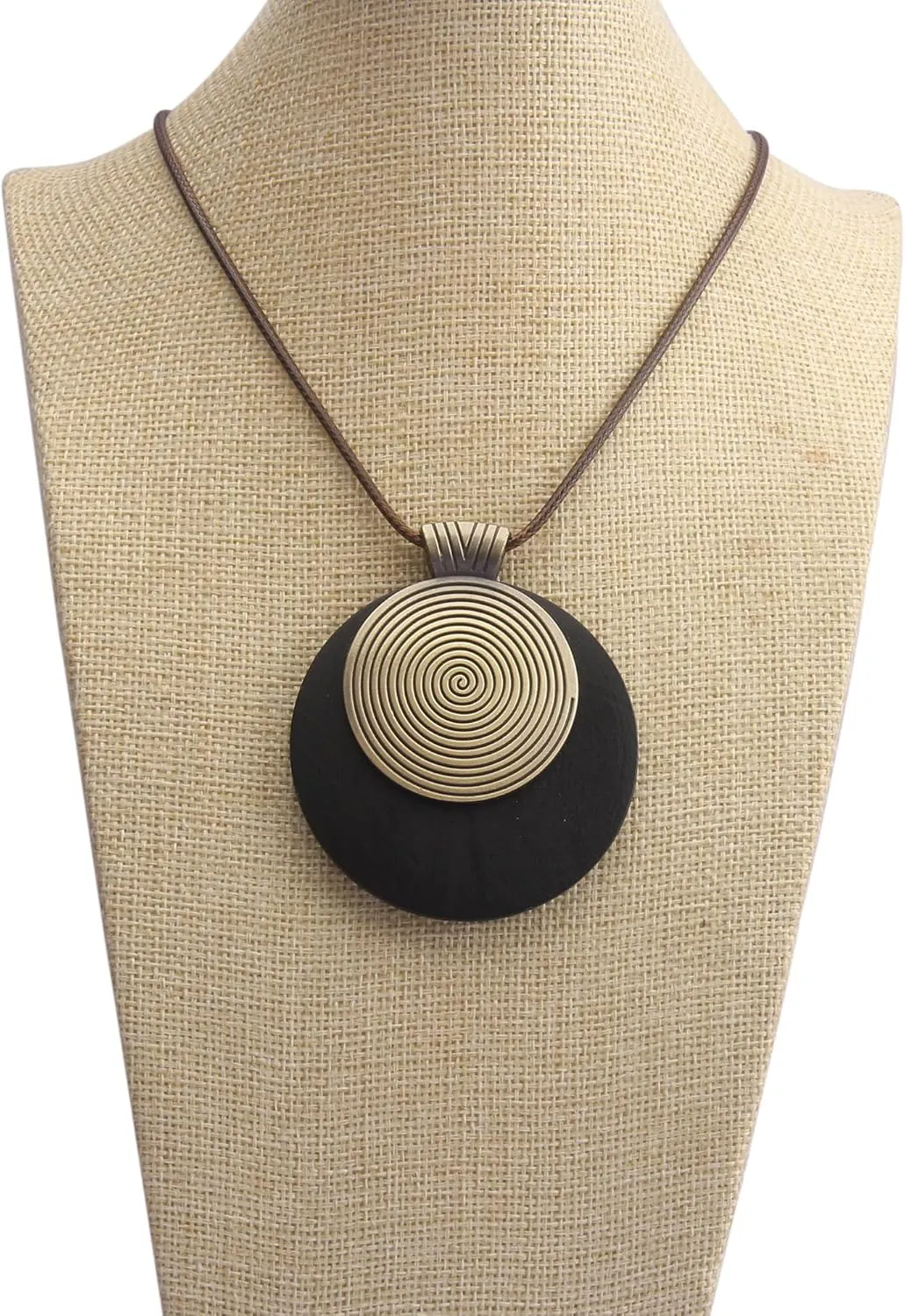 Leather Necklace for Women Long Boho Pendant Hippie Choker Necklace Bohemian Layered Leather Rope Wooden Jewelry Gifts