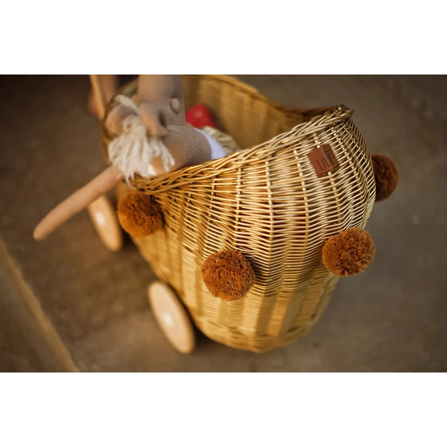 LiLu Dolls Wicker Pram