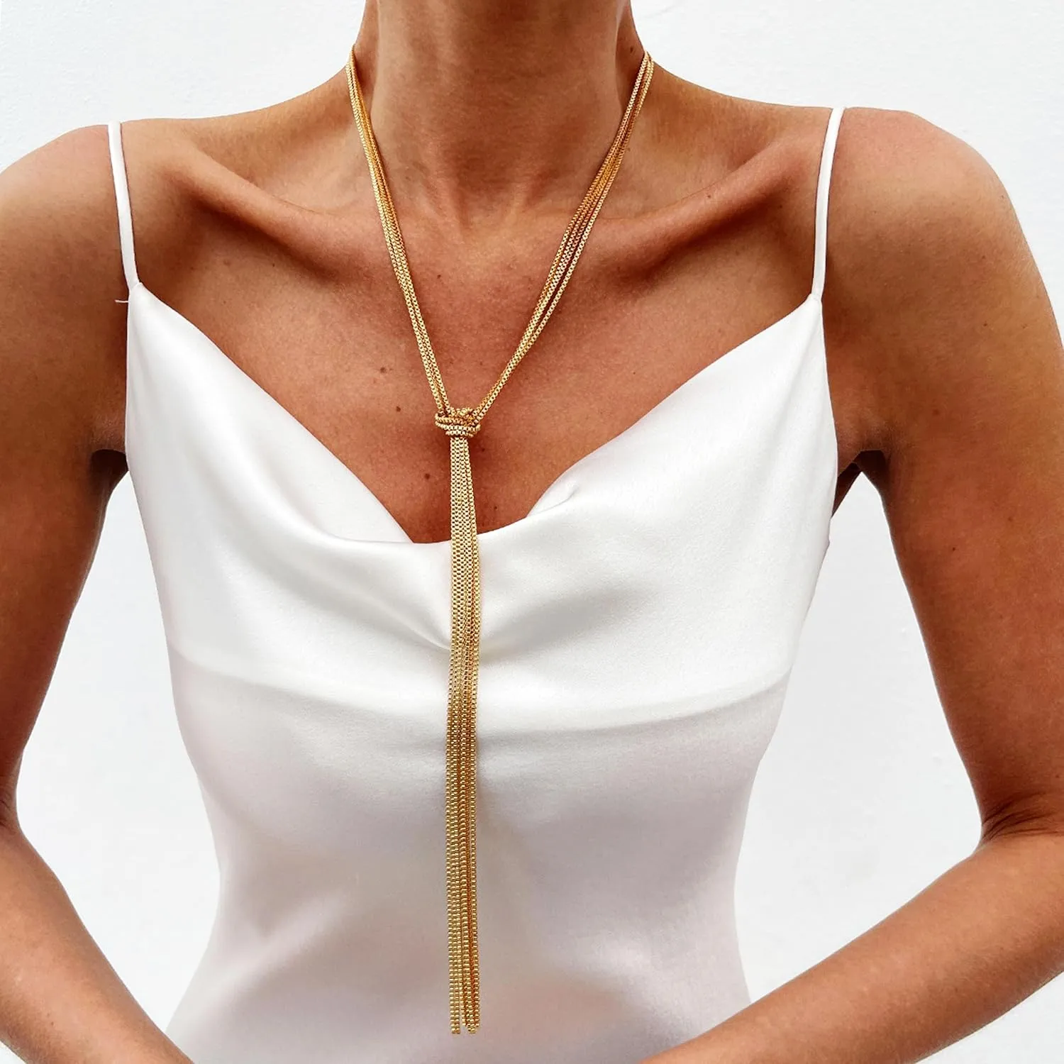 Long Gold Lariat Necklace for Women - Y-Drop Chain Design Everyday Layered Jewelry with Adjustable Length for Minimalist Style