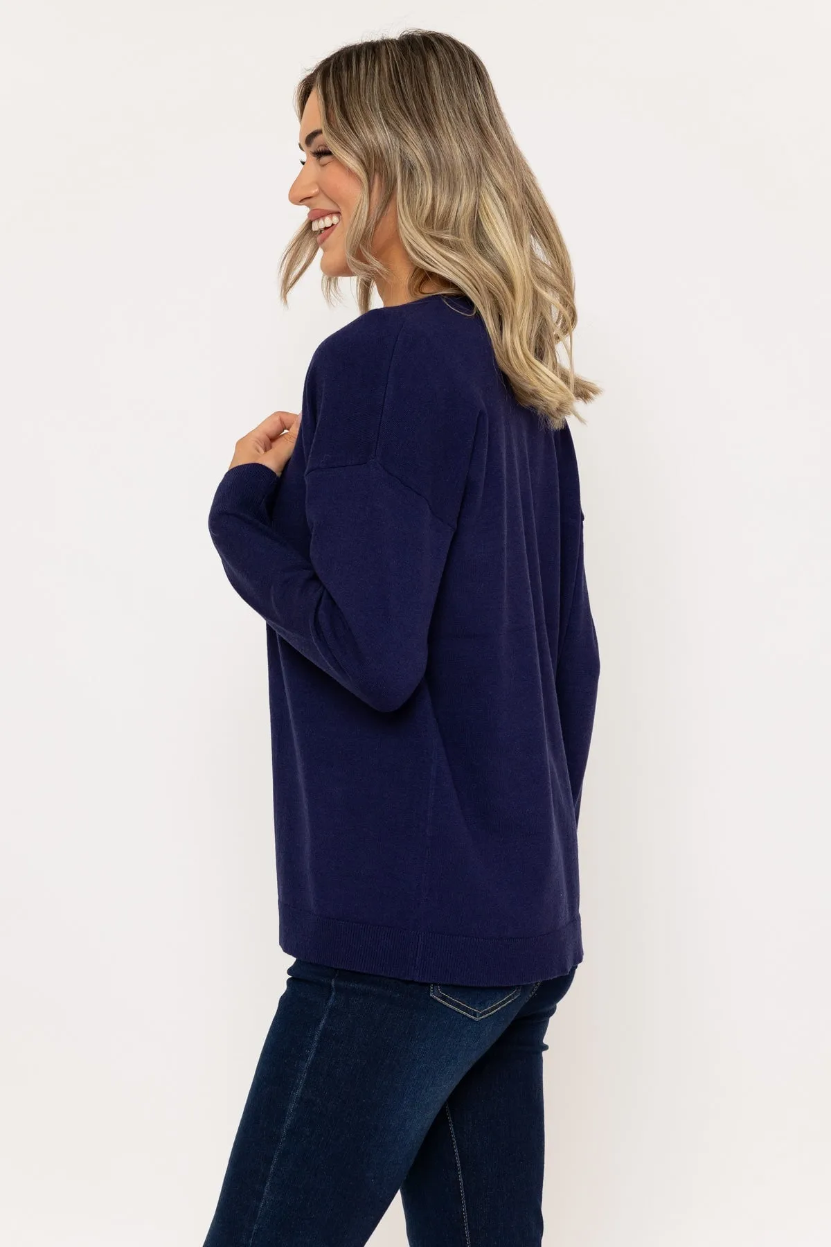 Long Line Cardigan in Navy
