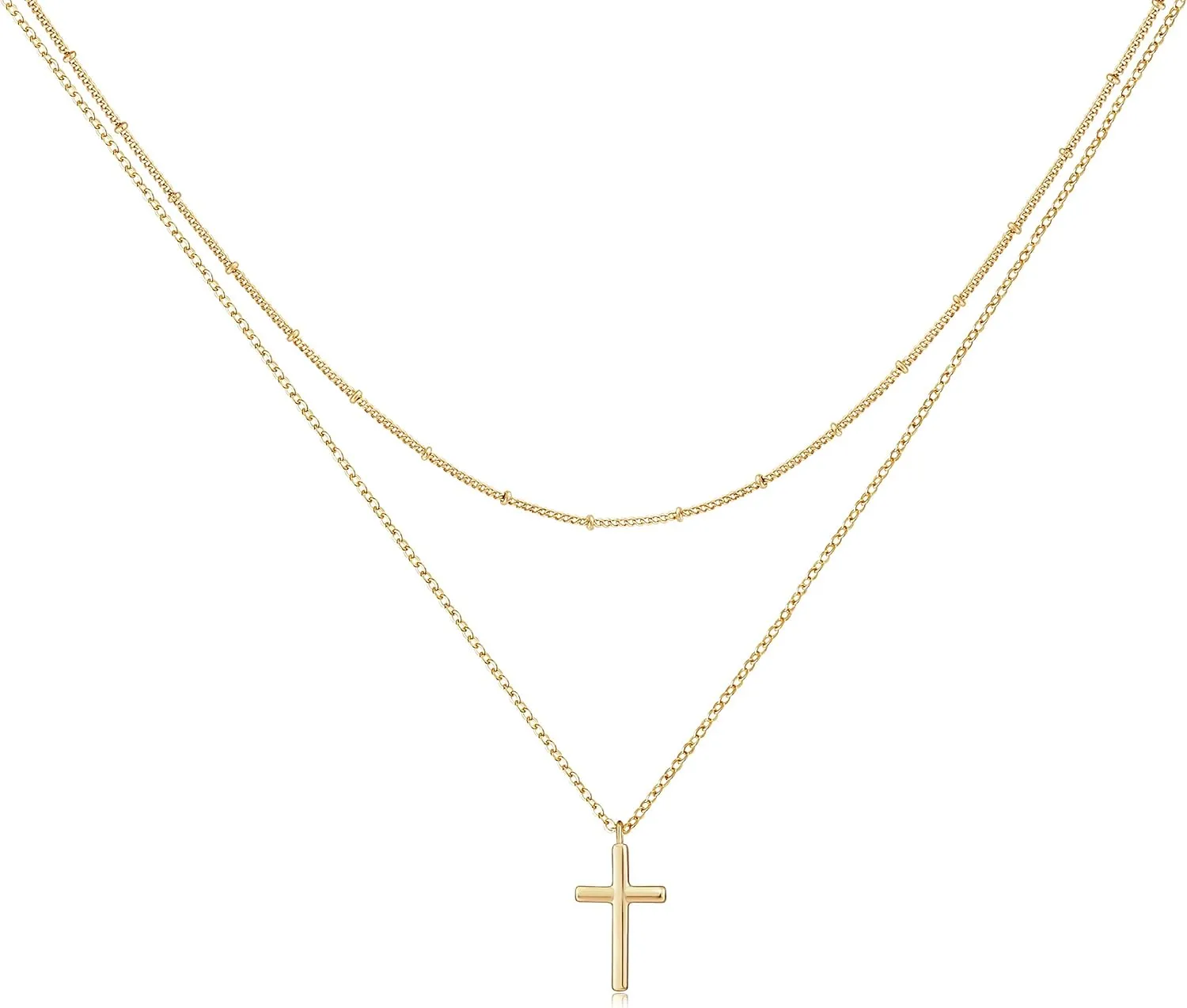 LOYATA Gold Layered Choker Necklace 14K Gold Plated Bar Coin Charm Pendant Neckalce Delicate Multilayer Choker Necklaces for Women