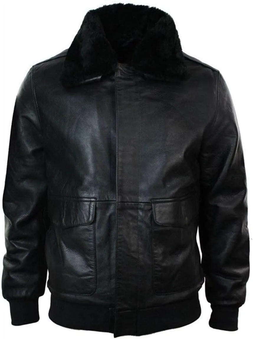 LP-FACON Men's A2 Jacket Flight Pilot Aviator USAAF Air Force Distressed Brown Bomber Leather Outerwear