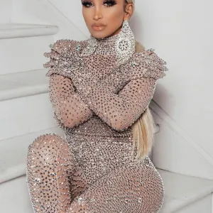 Luxurious Rhinestones Leotard Pants