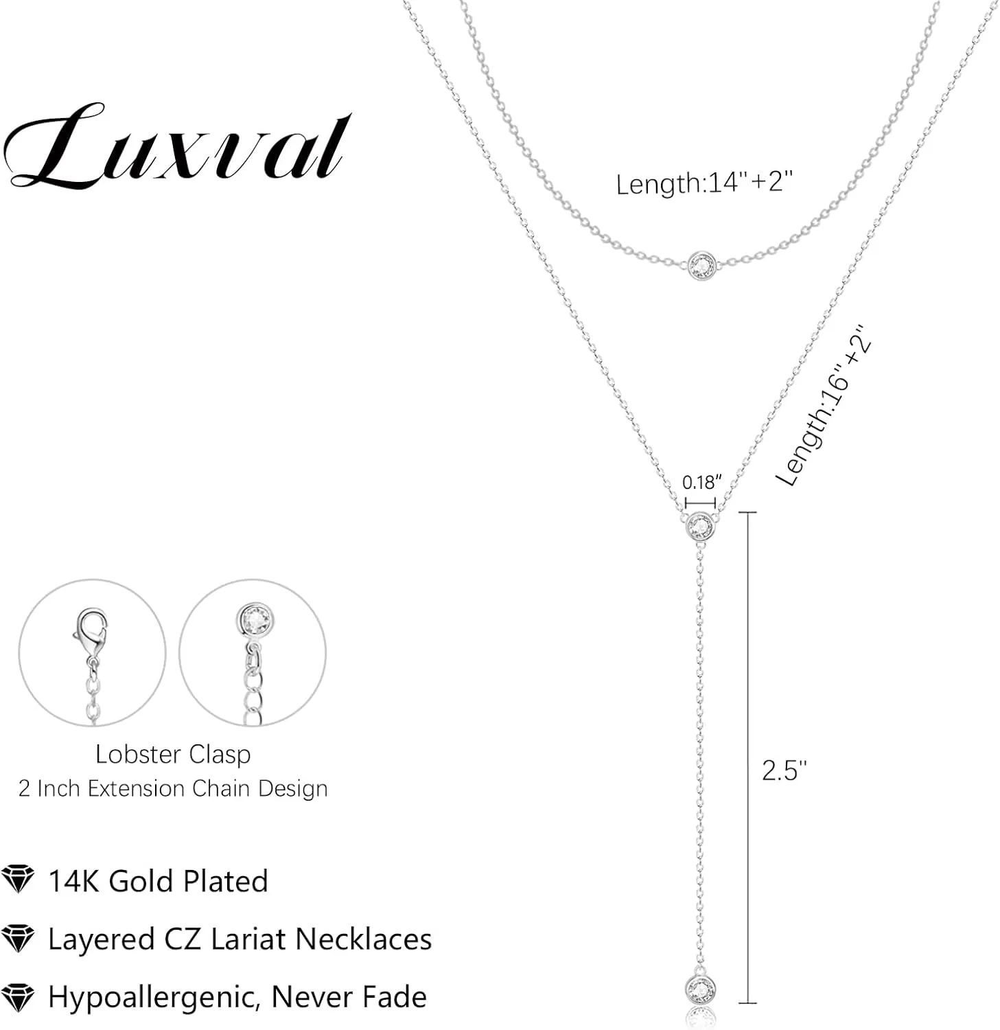 Luxval Lariat Gold Necklace for Women, Dainty Long Necklace 14k Gold Plated/Silver Y-Shaped Pendant Necklaces Trendy Beaded Chain Drop Necklaces Jewelry for Women Gifts