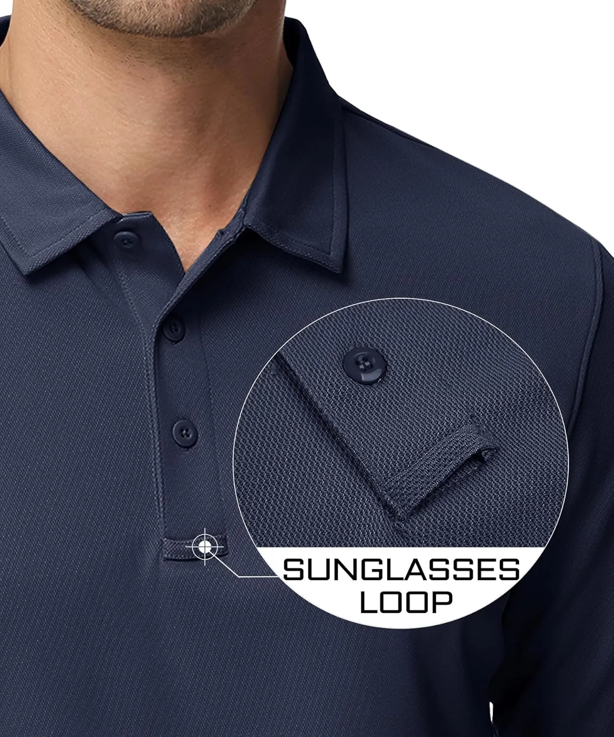 MAGCOMSEN Men's Polo Shirts 3 Button Quick Dry Performance Long Sleeve Tactical Shirts Pique Jersey Golf Shirt