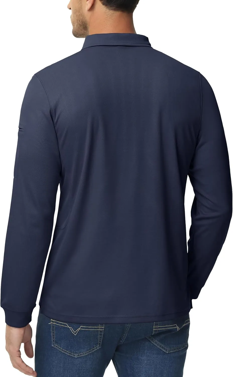 MAGCOMSEN Men's Polo Shirts 3 Button Quick Dry Performance Long Sleeve Tactical Shirts Pique Jersey Golf Shirt