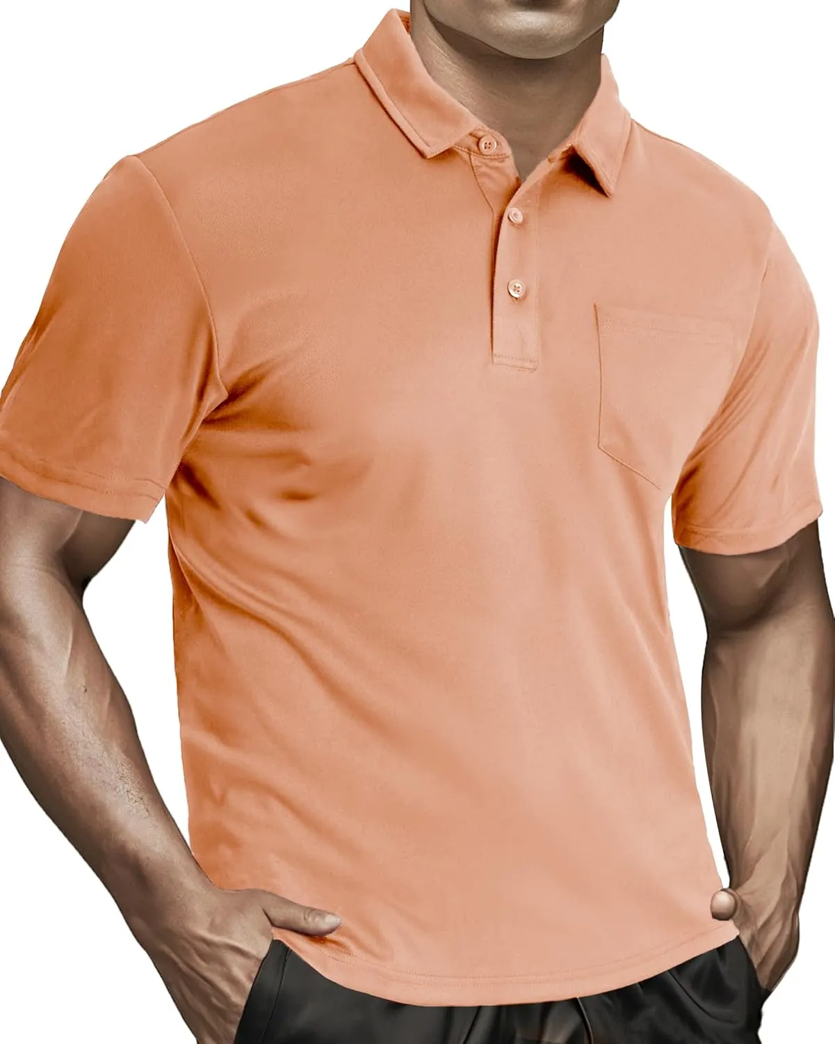 MAGCOMSEN Polo Shirts for Men with Pocket Short Sleeve Collared Golf Shirts Quick Dry Pique Performance Athletic Summer