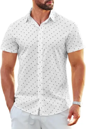 MAPICK Mens Button Down Slim Fit Dress Shirt Short Sleeve Button Down Shirts Summer Business Casual Work Shirts