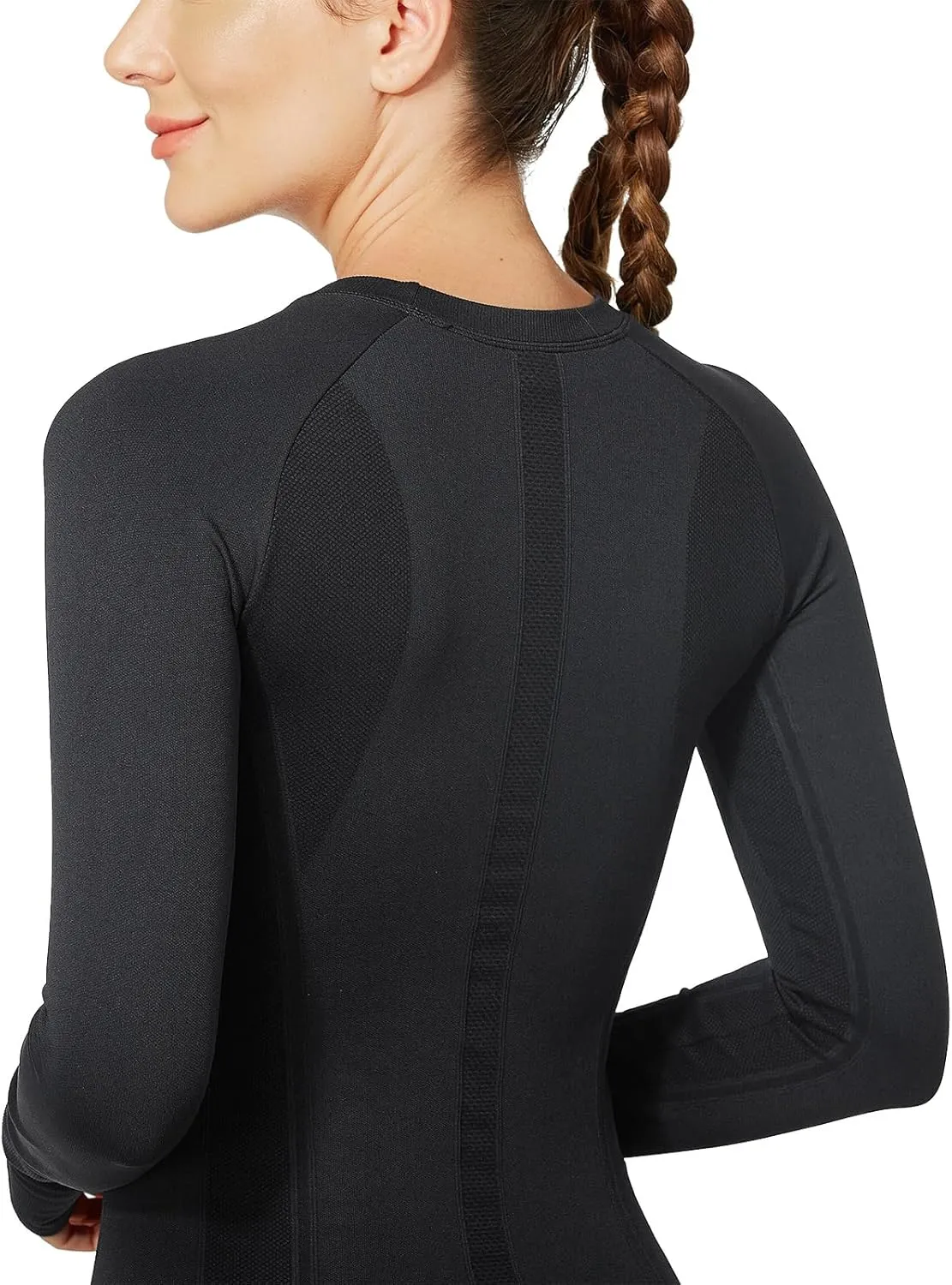 MathCat Long Sleeve Workout Tops for Women, Seamless Yoga Running Tops Breathable Athletic Shirts 3 Pack