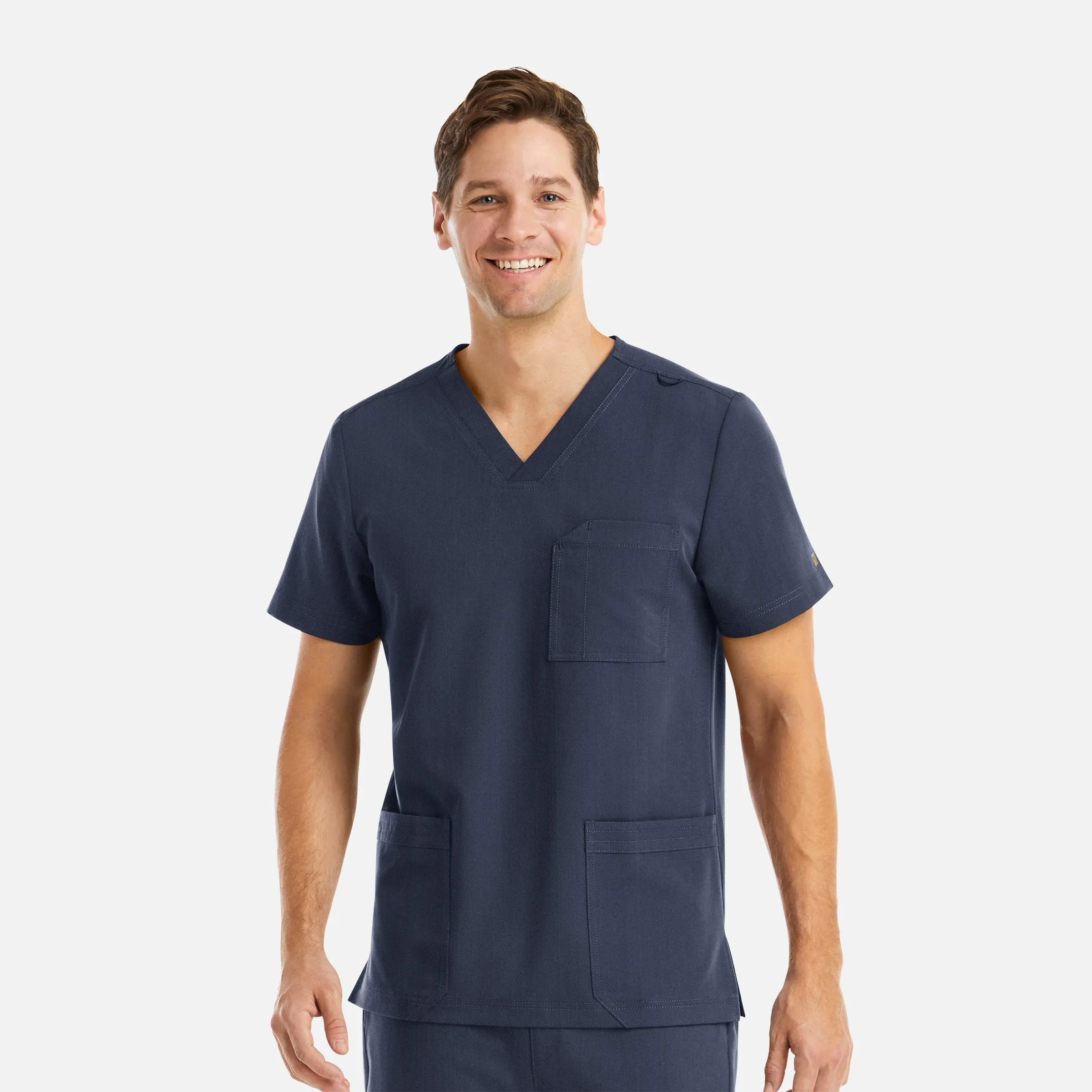 Men 3 Pocket V-neck Top XS-3XL By Maevn  /Heather Navy