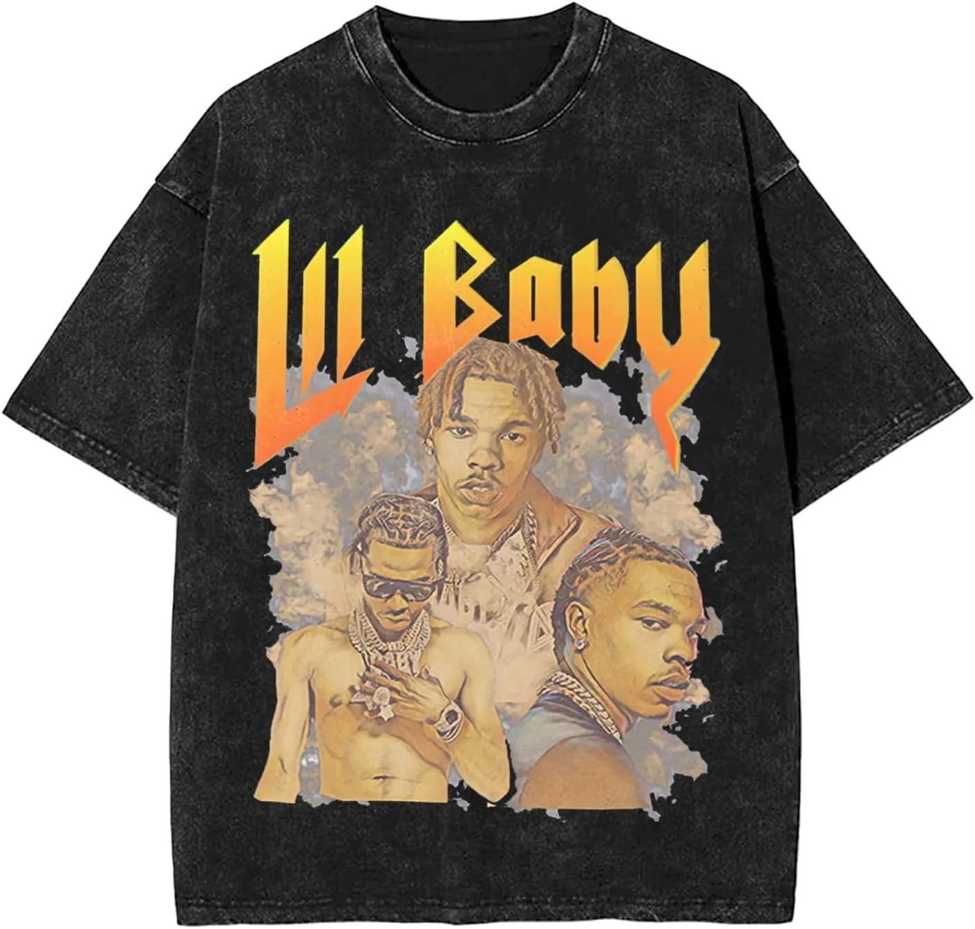 Men Vintage Oversized Drop Shoulder Novelty T Shirts Loose Wash Solid Tees Tops