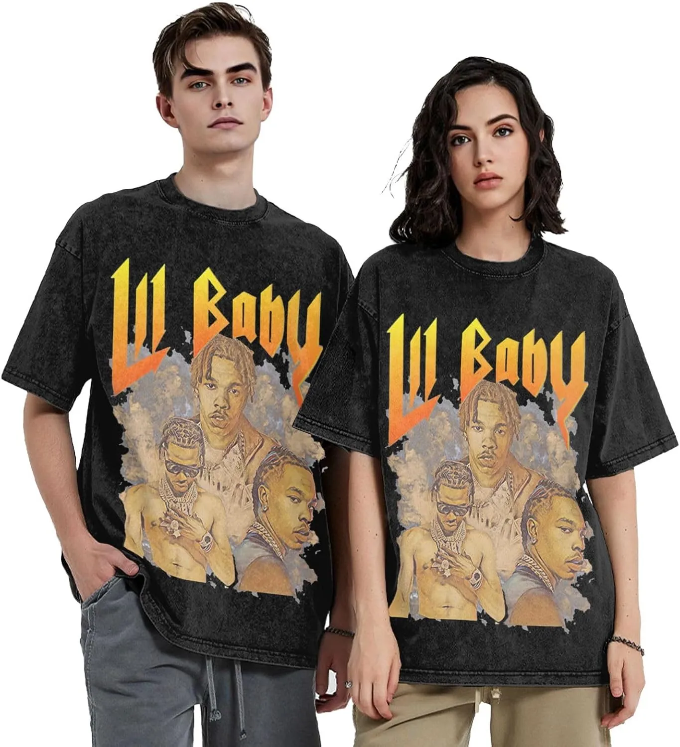 Men Vintage Oversized Drop Shoulder Novelty T Shirts Loose Wash Solid Tees Tops