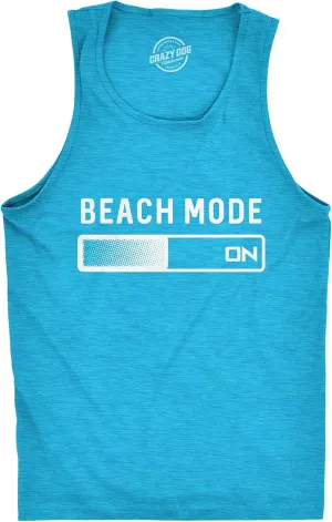Mens Beach Mode Fitness Tank Funny Vacation Holiday Travel Summer Graphic Novelty Tanktop