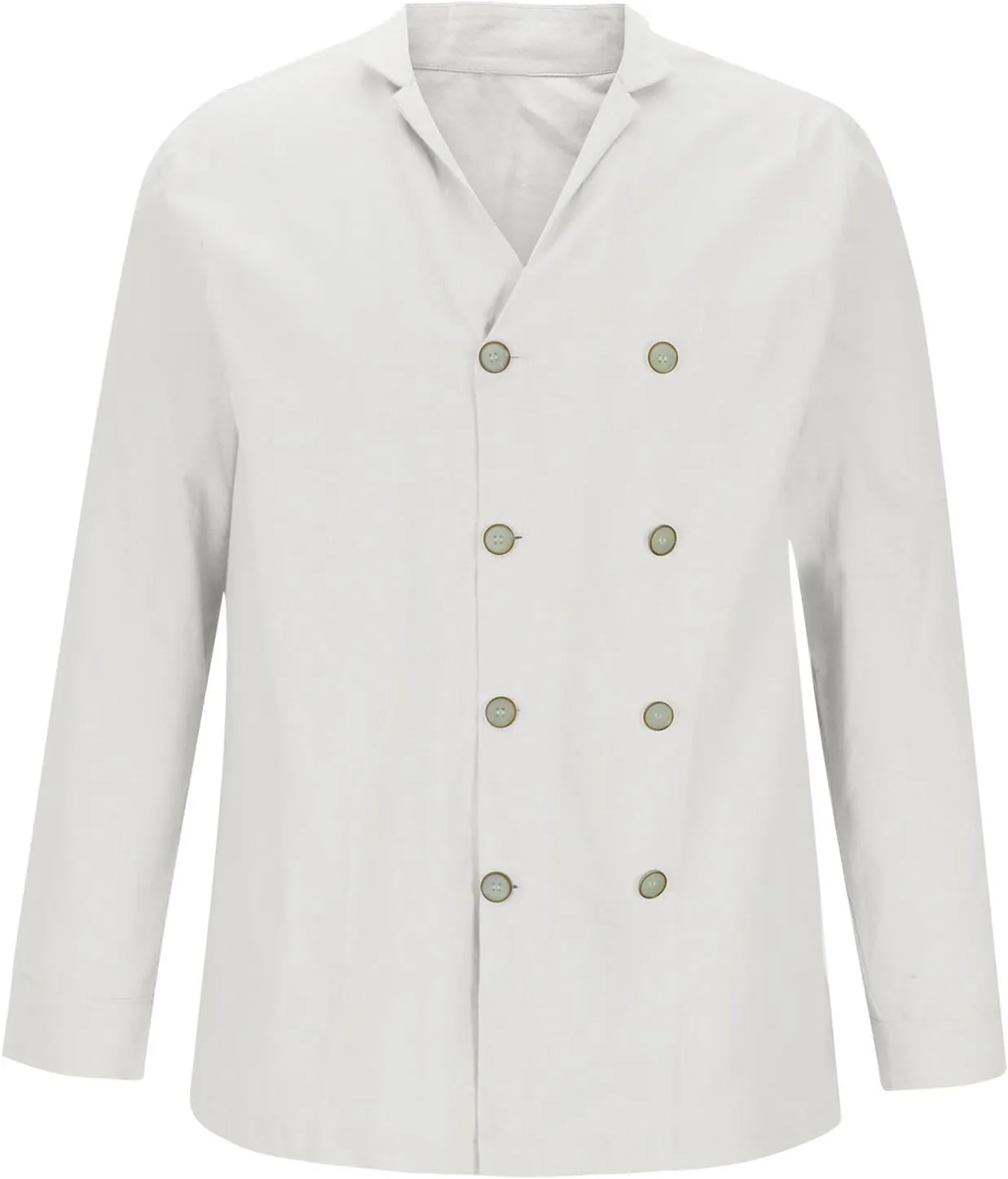 Mens Double-Breasted Shirts Linen Casual Fashion Button Down Shirts Long Sleeve Soft Stretch Collar Fall Tops