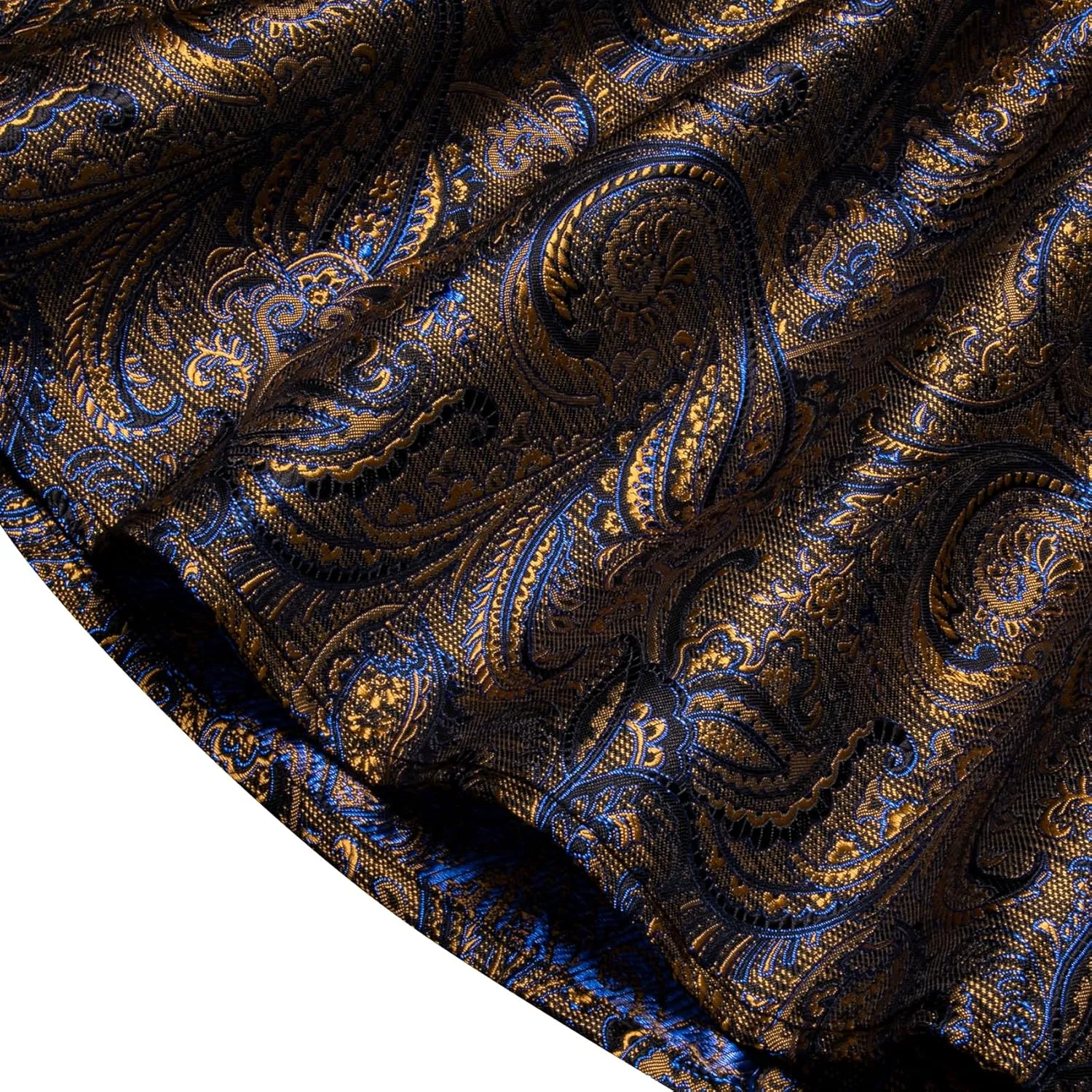 Mens Dress Shirt Silk Long Sleeve Button Up Shirts Retro Floral Tuxedo Shirts for Wedding Party Events