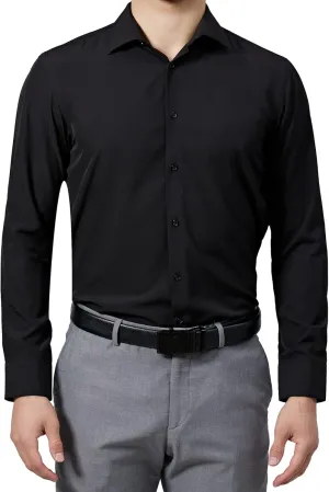 Mens Dress Shirts Slim Fit Long Sleeve Solid Button Down Shirt Stretch Wrinkle Free Moisture Wicking Cooling