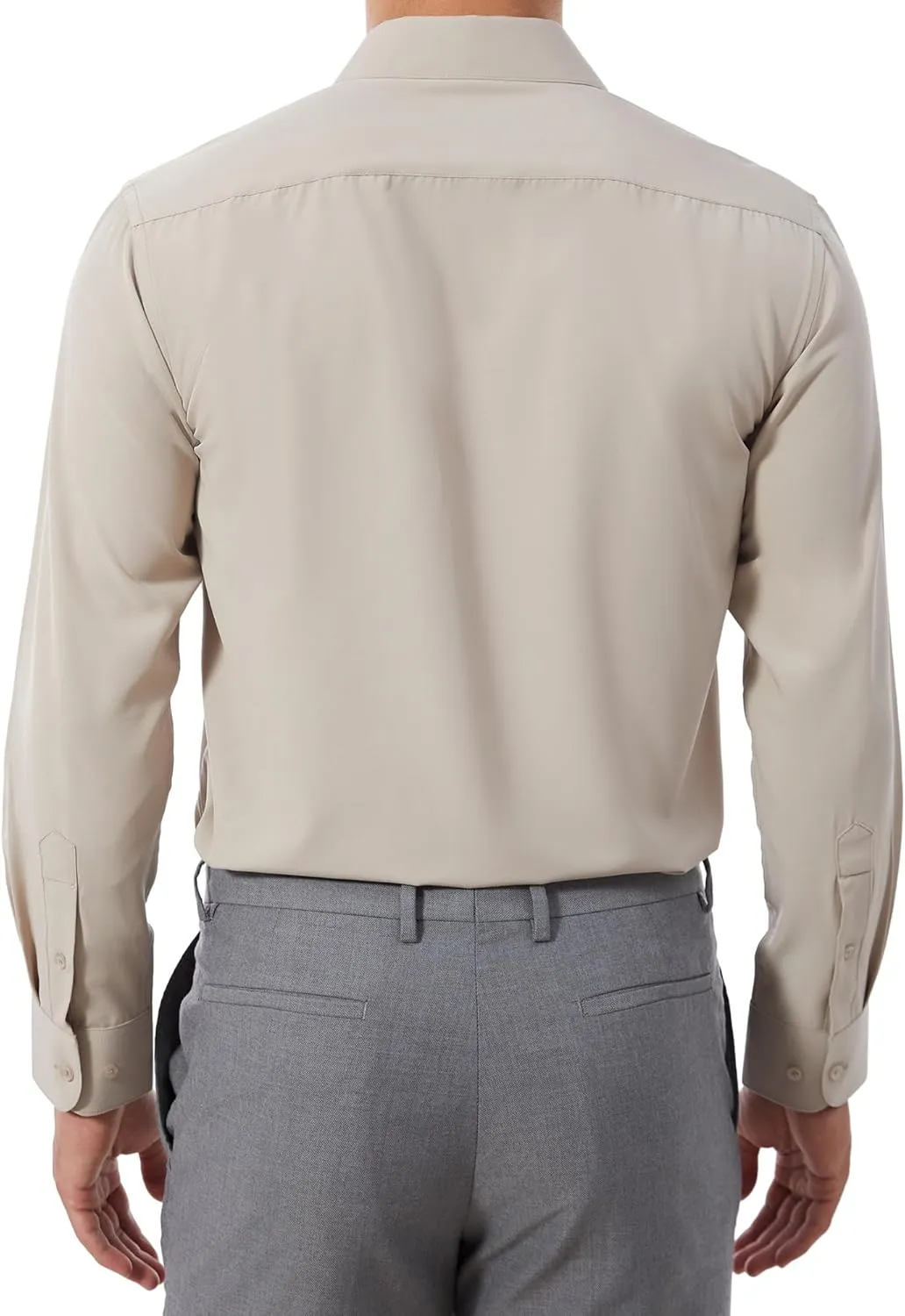 Mens Dress Shirts Slim Fit Long Sleeve Solid Button Down Shirt Stretch Wrinkle Free Moisture Wicking Cooling
