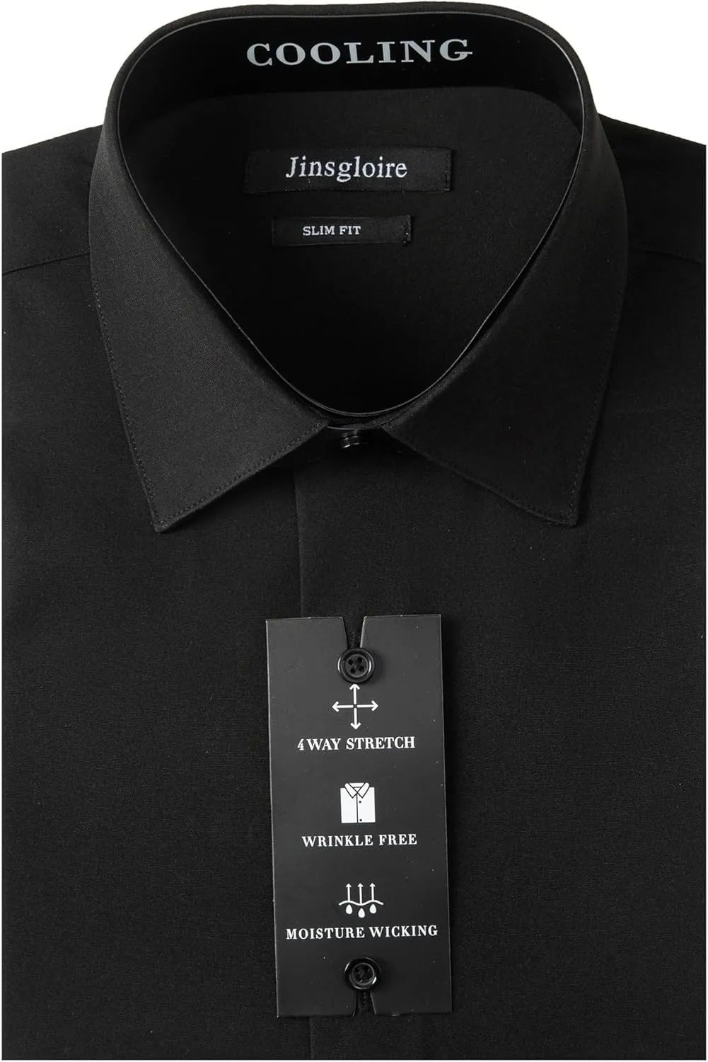 Mens Dress Shirts Slim Fit Long Sleeve Solid Button Down Shirt Stretch Wrinkle Free Moisture Wicking Cooling