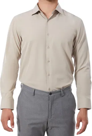 Mens Dress Shirts Slim Fit Long Sleeve Solid Button Down Shirt Stretch Wrinkle Free Moisture Wicking Cooling