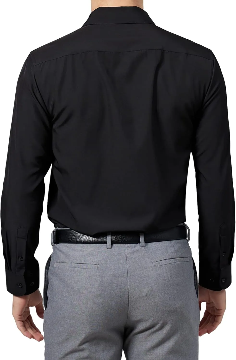 Mens Dress Shirts Slim Fit Long Sleeve Solid Button Down Shirt Stretch Wrinkle Free Moisture Wicking Cooling