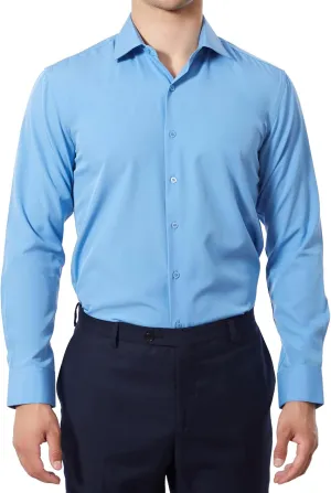 Mens Dress Shirts Slim Fit Long Sleeve Solid Button Down Shirt Stretch Wrinkle Free Moisture Wicking Cooling