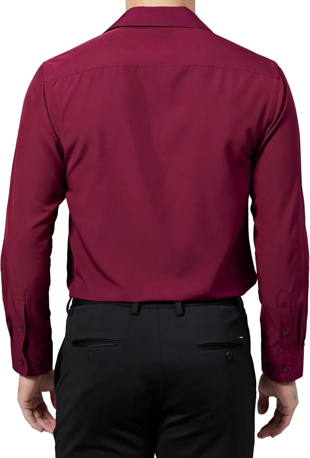 Mens Dress Shirts Slim Fit Long Sleeve Solid Button Down Shirt Stretch Wrinkle Free Moisture Wicking Cooling