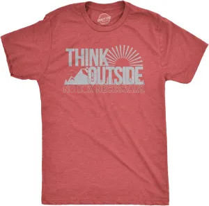 Mens Funny Camping Shirts Think Outside and Happy Camper Nature Tees for Guys