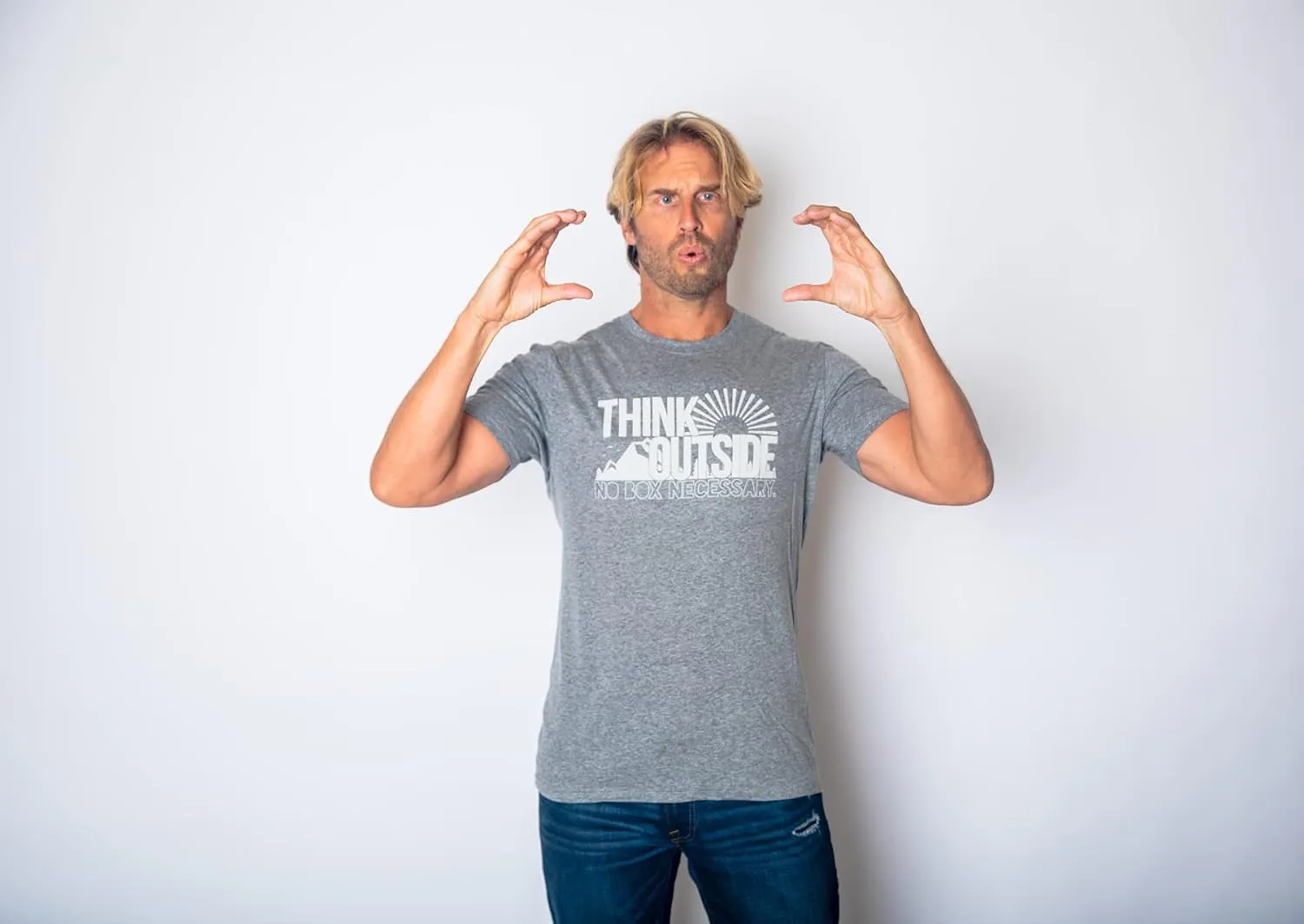 Mens Funny Camping Shirts Think Outside and Happy Camper Nature Tees for Guys