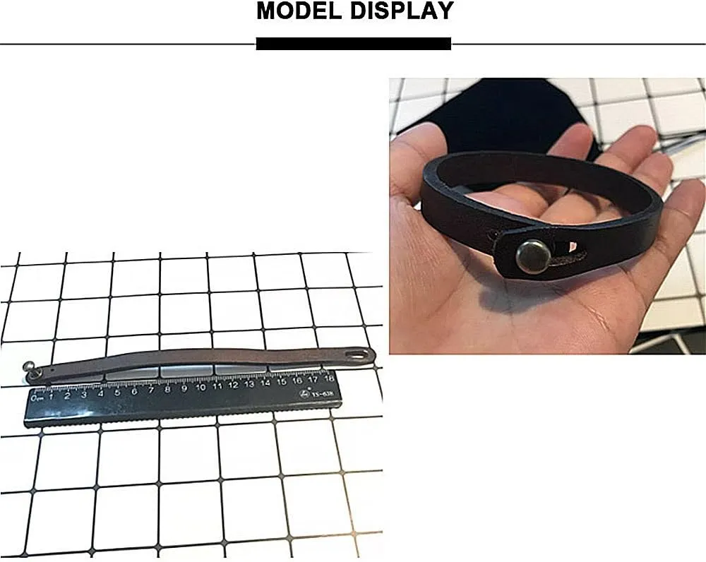 Mens Genuine Leather Bracelet - Handmade Adjustable Leather Cuff Bracelet punk Style leather wrap Wristband for Men