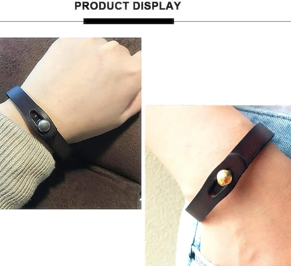 Mens Genuine Leather Bracelet - Handmade Adjustable Leather Cuff Bracelet punk Style leather wrap Wristband for Men